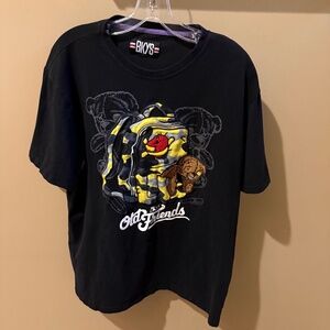 BKYS Old Friends Black Embroidered Shirt Raised Bear Logo Large Streetwear Y2K